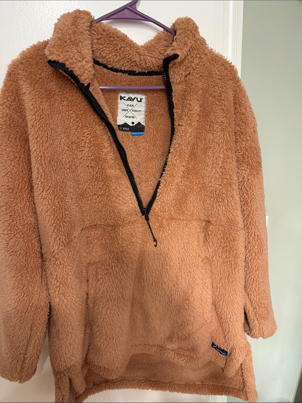 Kavu Teddy Fleece Pullover Jacket - Camel